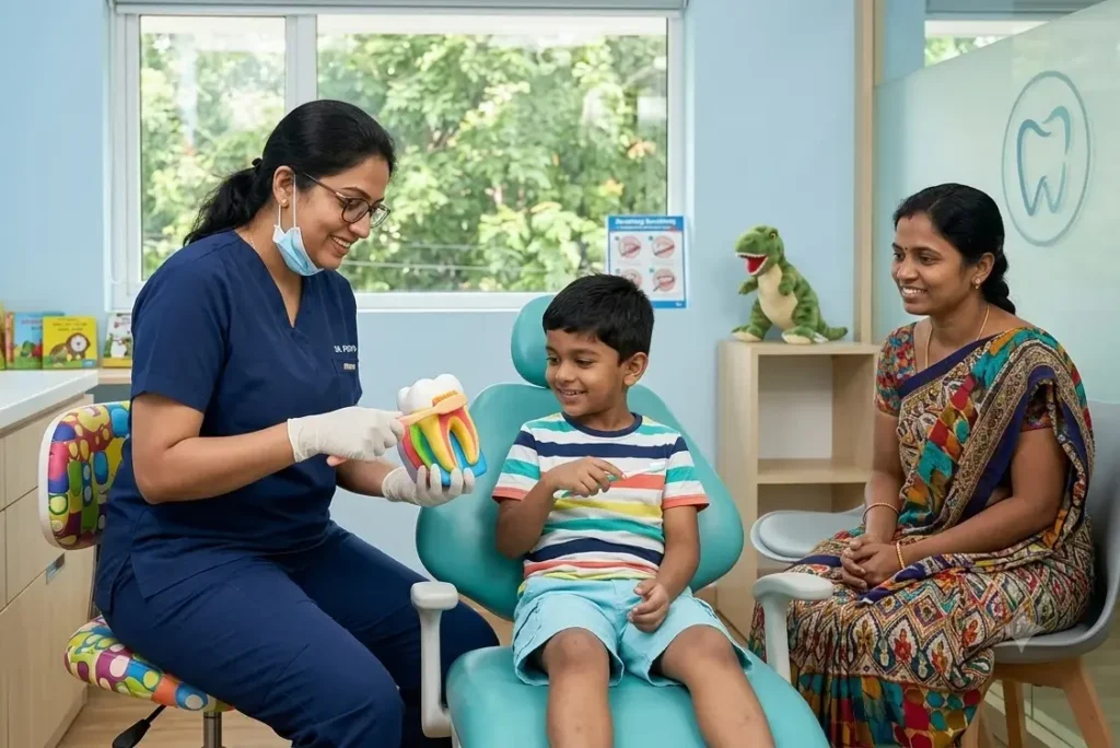 Kids dentist near me for child-friendly dental care at Dew Clinic in Chennai