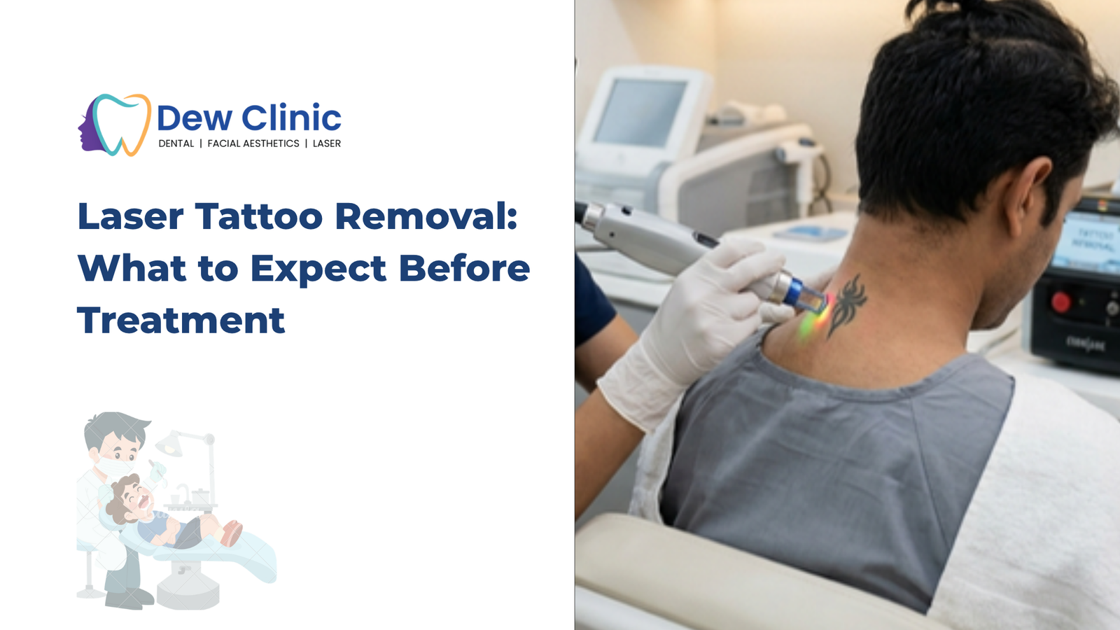 Laser tattoo removal treatment on neck at Dew Clinic Chennai